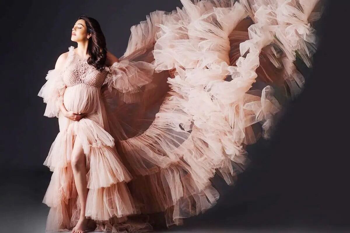 Kajal Aggarwal is a sight to behold in a ruffled dress during maternity photoshoot