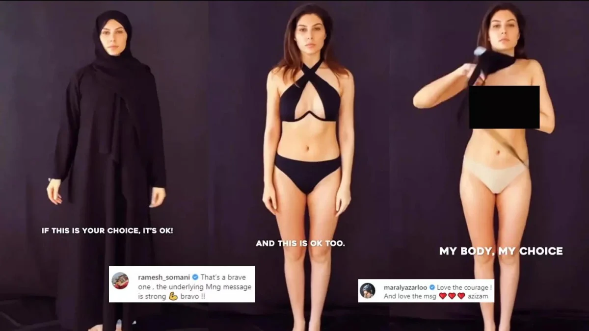 Hijab Protest: Sacred Games Star Elnaaz Norouzi Strips, Goes Topless Against Moral Policing – Watch Video Hijab Protest Sacred Games Star Elnaaz Norouzi Strips Goes Topless Against Moral Policing